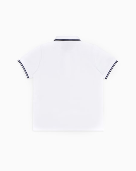 Armani Polo de piqué elástico con bordes a rayas Precio de fábrica