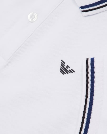 Armani Polo de piqué elástico con bordes a rayas Precio de fábrica