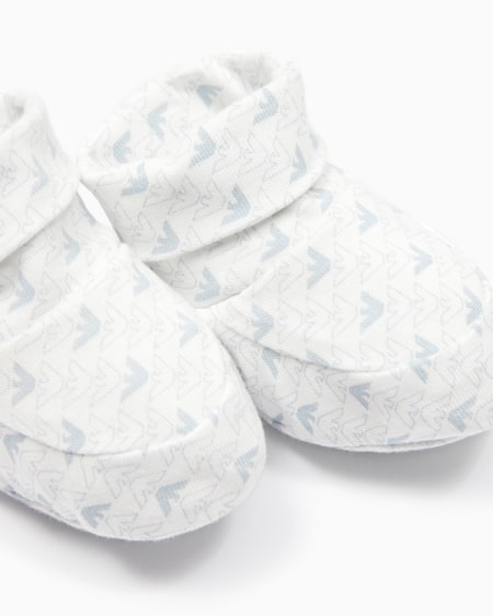 Armani Zapatillas de casa en punto con motivo de águilas con efecto óptico Solo hoy