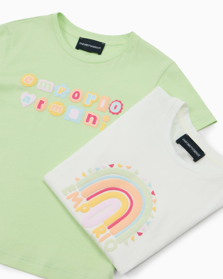 Armani Paquete de dos camisetas de punto con logotipo alegre Superdescuento