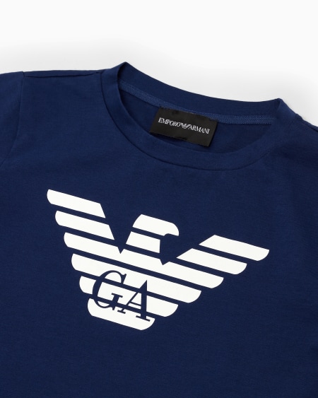Armani Camiseta de punto de algodón pima con logotipo Liquidación