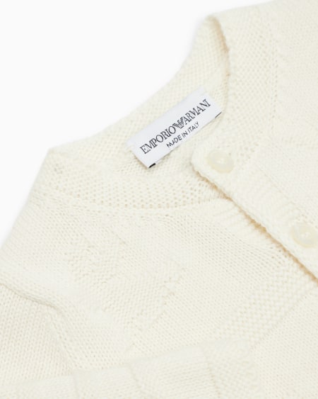 Armani Cárdigan de punto con logotipo en intarsia y motivo Tendresse Libre de impuestos
