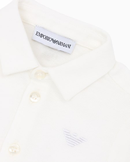 Armani Camisa de piqué con bordado de águila Descuentos del mes