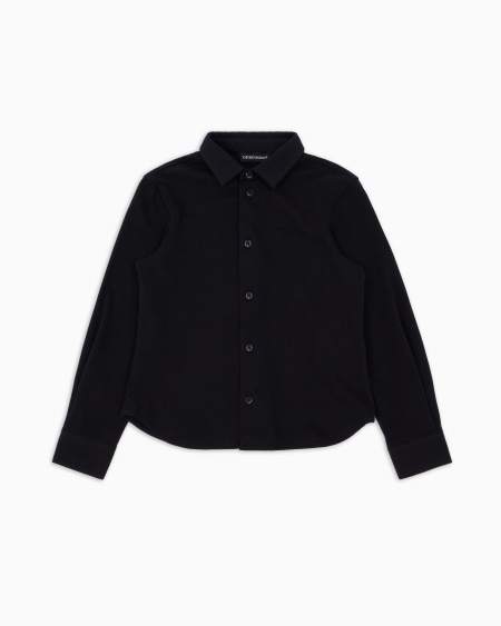 Armani Camisa de piqué con bordado de águila Descuento por venta flash