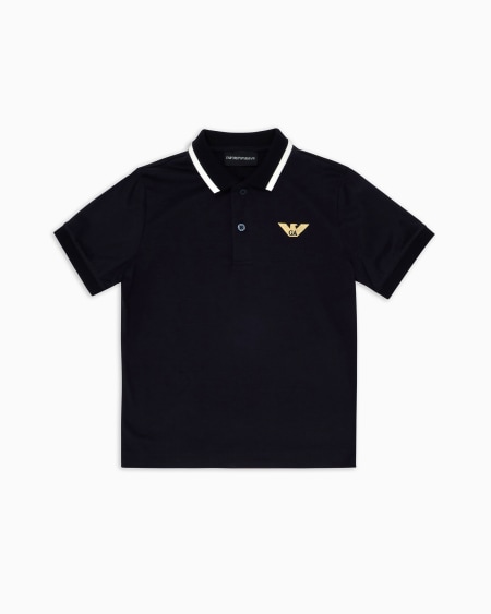 Armani Polo de punto de mezcla de lyocell con logotipo bordado ASV