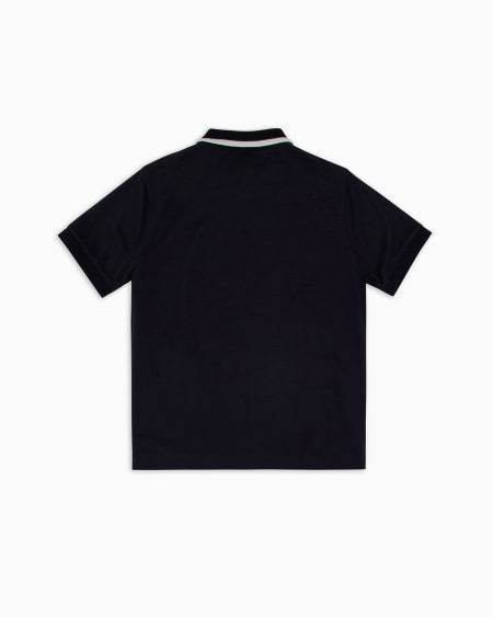 Armani Polo de punto de mezcla de lyocell con logotipo bordado ASV Ofertas especiales