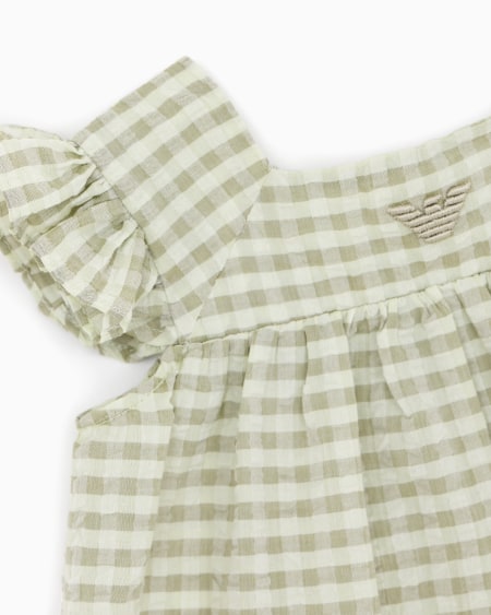 Armani Vestido de guinga de algodón con acabado sirsaca Precio ultrabajo