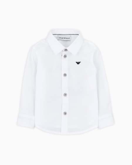 Armani Camisa de algodón elástico con bordado de águila Devoluciones gratuitas