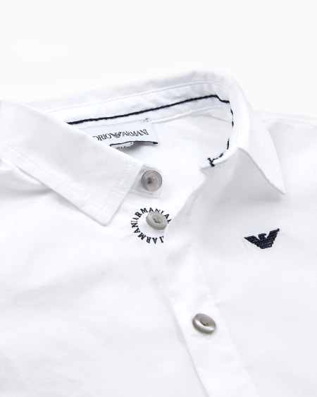 Armani Camisa de algodón elástico con bordado de águila Devoluciones gratuitas