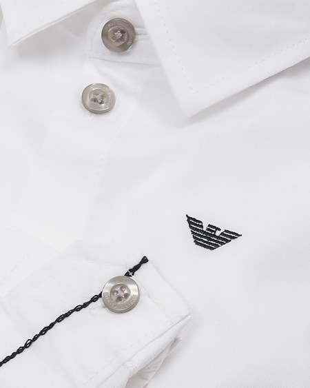 Armani Camisa de algodón elástico con bordado de águila Devoluciones gratuitas
