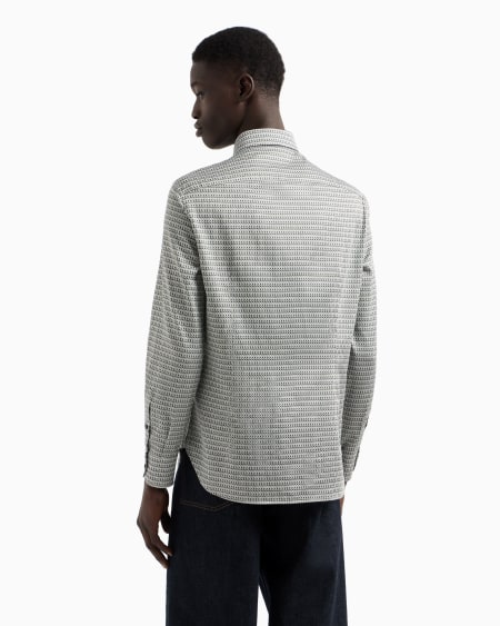 Armani Camisa de algodón elástico estampado Tienda