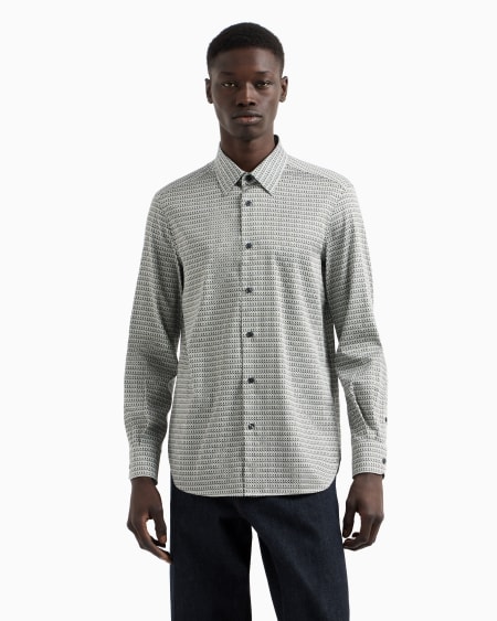 Armani Camisa de algodón elástico estampado Tienda