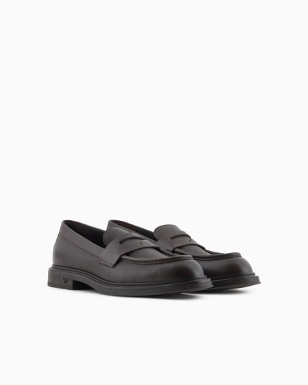 Armani Mocasines de cuero plena flor ÚLTIMAS EDICIONES