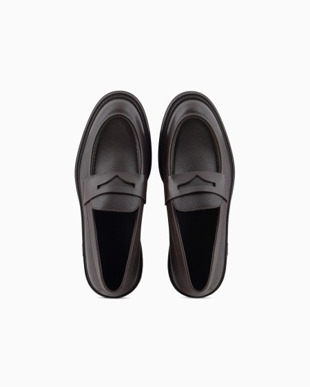 Armani Mocasines de cuero plena flor ÚLTIMAS EDICIONES