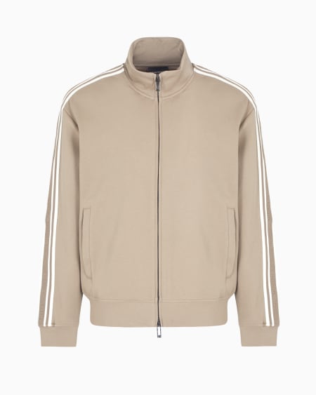 Armani Sudadera de punto con cremallera completa y bandas con logotipo