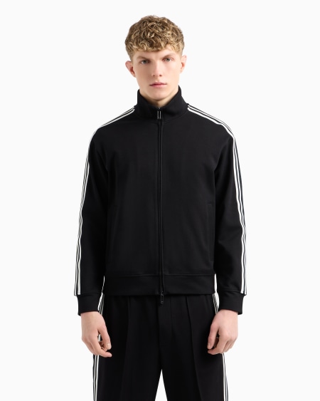 Armani Sudadera de punto con cremallera completa y bandas con logotipo Solo queda un día