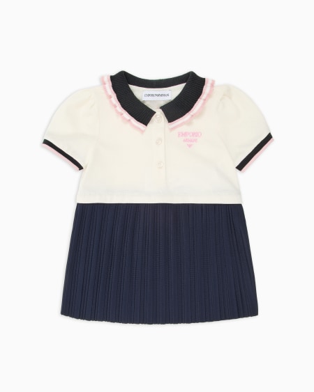 Armani Vestido de piqué con cuello de polo y falda plisada Descuento por venta flash