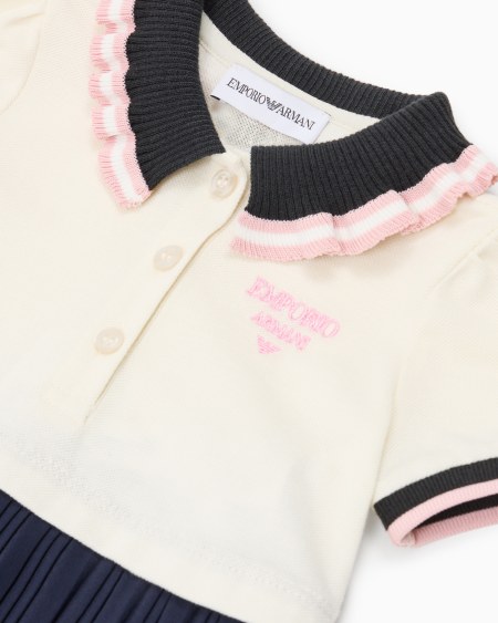 Armani Vestido de piqué con cuello de polo y falda plisada Descuento por venta flash