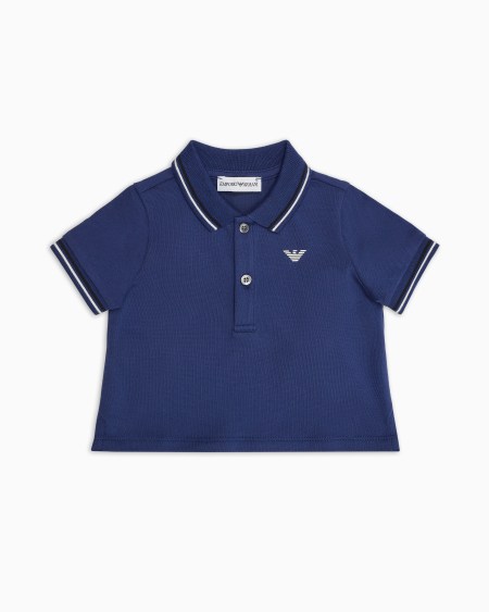 Armani Polo de piqué elástico con bordes a rayas