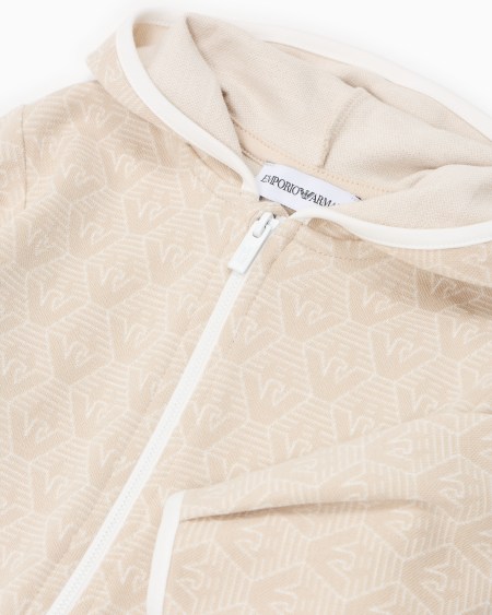 Armani Sudadera tipo cárdigan de punto jacquard con capucha y motivo integral de águila En línea