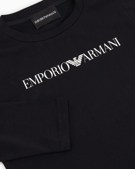 Armani Jersey de punto de algodón pima con logotipo Outlet online