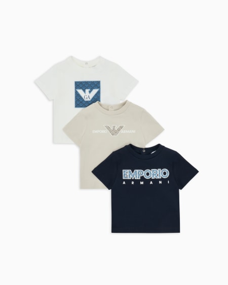 Armani Paquete de tres camisetas de punto con logotipo gráfico estampado Rebajas