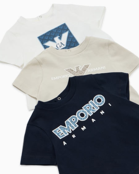 Armani Paquete de tres camisetas de punto con logotipo gráfico estampado Rebajas