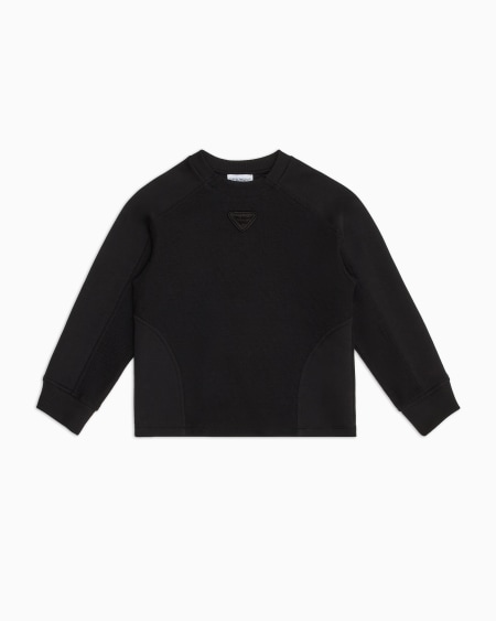 Armani Sudadera de cuello redondo en punto piqué con logotipo bordado Ofertas