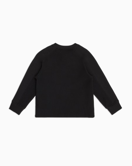 Armani Sudadera de cuello redondo en punto piqué con logotipo bordado Ofertas