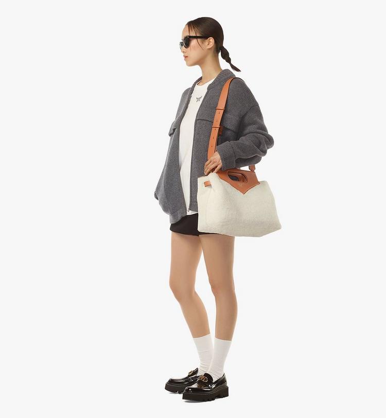 MCM Soft Diamond Tote in Shearling and Leather 2025