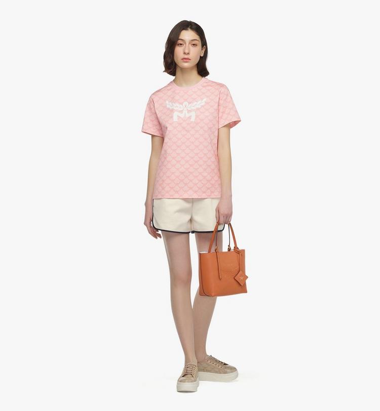 MCM Himmel Shopper in Embossed Logo Leather Tienda