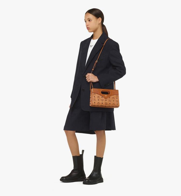 MCM Diamond Tote in Visetos and Croco-Embossed Leather Grandes ahorros