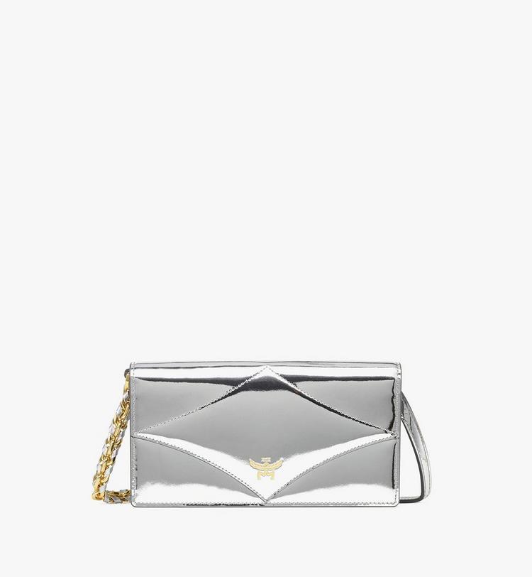 MCM Diamond Chain Wallet in Metallic Mirror Leather