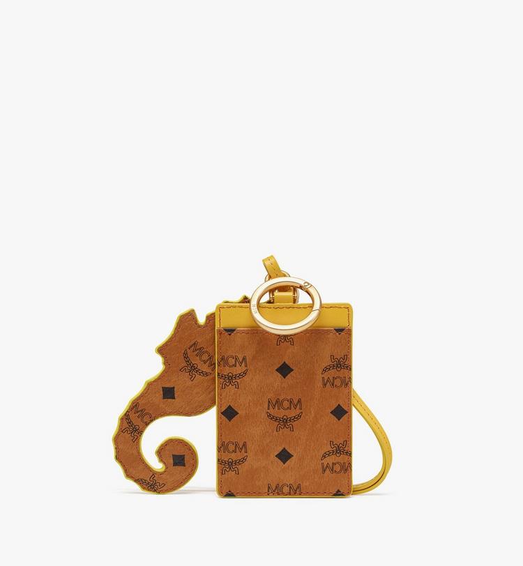 MCM Aren Lanyard Card Case w/ Seahorse Charm in Visetos Superdescuento