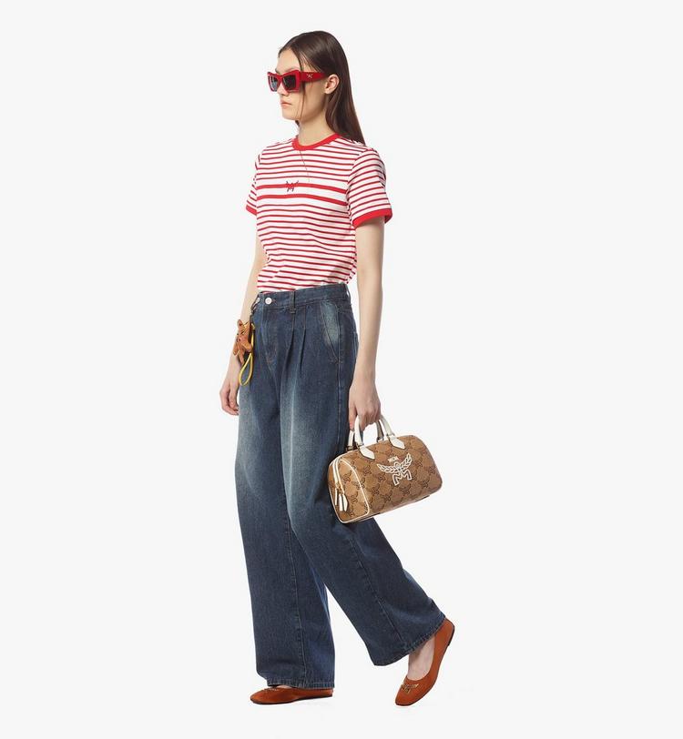 MCM Ella Boston Bag in Lauretos Raffia Jacquard Rebajas