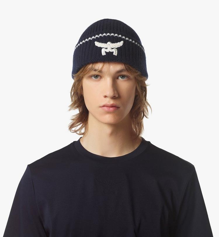 MCM Logo Beanie in Wool and Recycled Cashmere Ofertas especiales