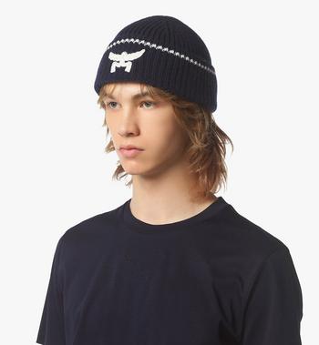 MCM Logo Beanie in Wool and Recycled Cashmere Ofertas especiales