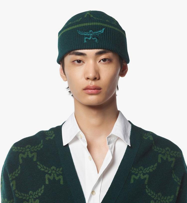 MCM Lauretos Beanie in Wool and Recycled Cashmere En oferta
