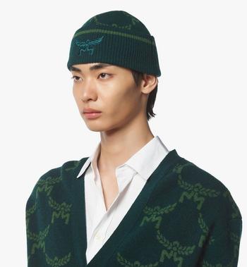 MCM Lauretos Beanie in Wool and Recycled Cashmere En oferta