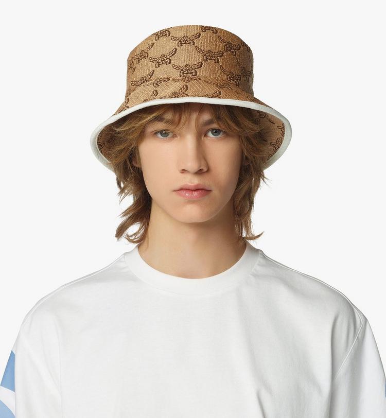 MCM Bucket Hat in Lauretos Raffia Jacquard Últimos 2 días