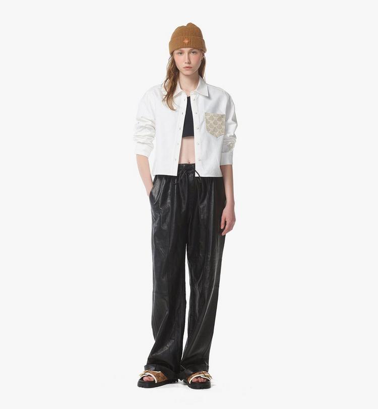 MCM Cropped Oxford Shirt with Jacquard Pocket Outlet