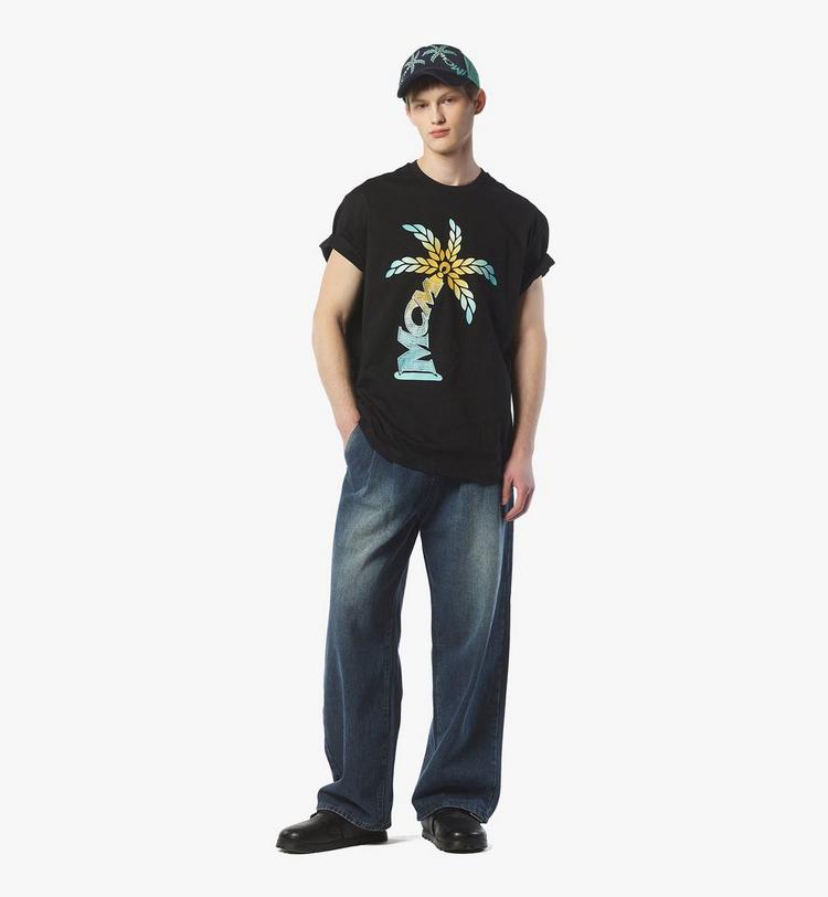 MCM Gradation Palm Logo T-Shirt in Organic Cotton Descuentos del mes