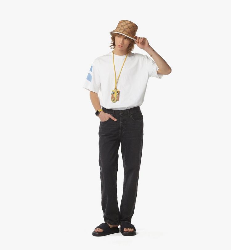 MCM Gradation Laurel Logo Print T-Shirt in Organic Cotton Oferta exclusiva