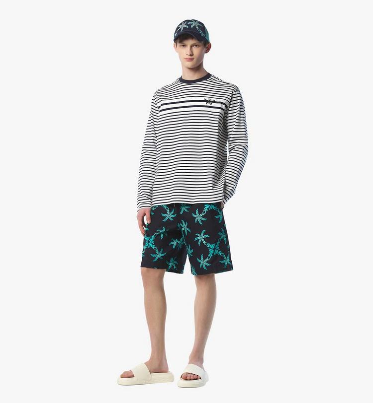 MCM Logo Stripe Long Sleeve T-Shirt Grandes ahorros