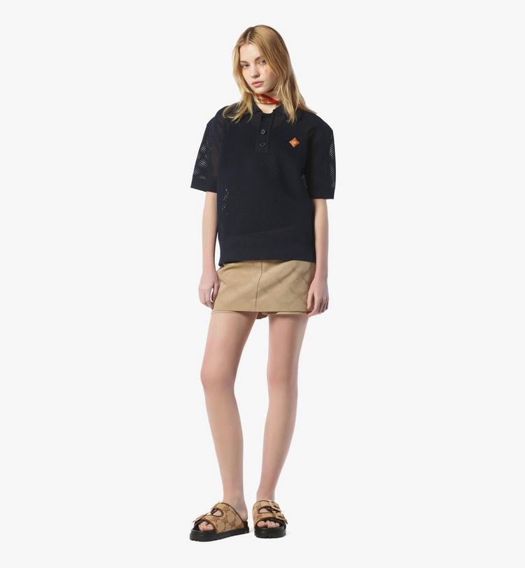 MCM Logo Patch Mesh Knit Polo Precio ultrabajo