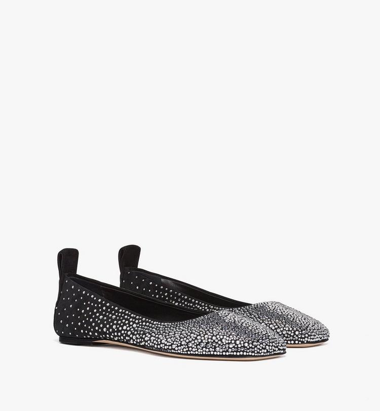 MCM Ballerina Shoes in Gradation Crystal Suede En línea