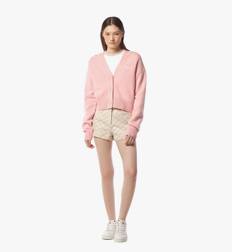 MCM Laurel Cropped Cardigan in Wool and Recycled Cashmere En oferta