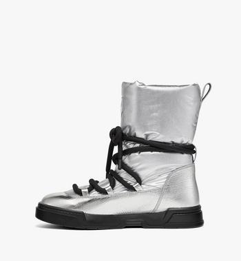 MCM Skyward Ankle Boots in Metallic Calf Leather Descuento