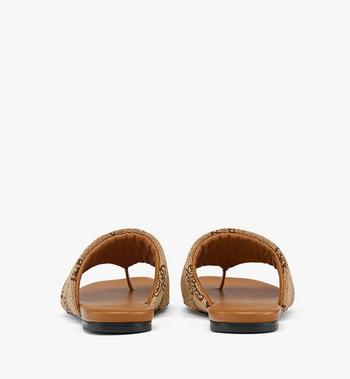 MCM Flat Sandals in Lauretos Raffia Jacquard Envío internacional gratuito