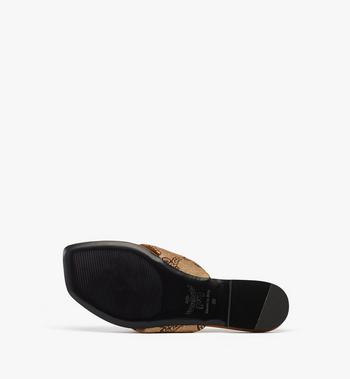 MCM Flat Sandals in Lauretos Raffia Jacquard Envío internacional gratuito